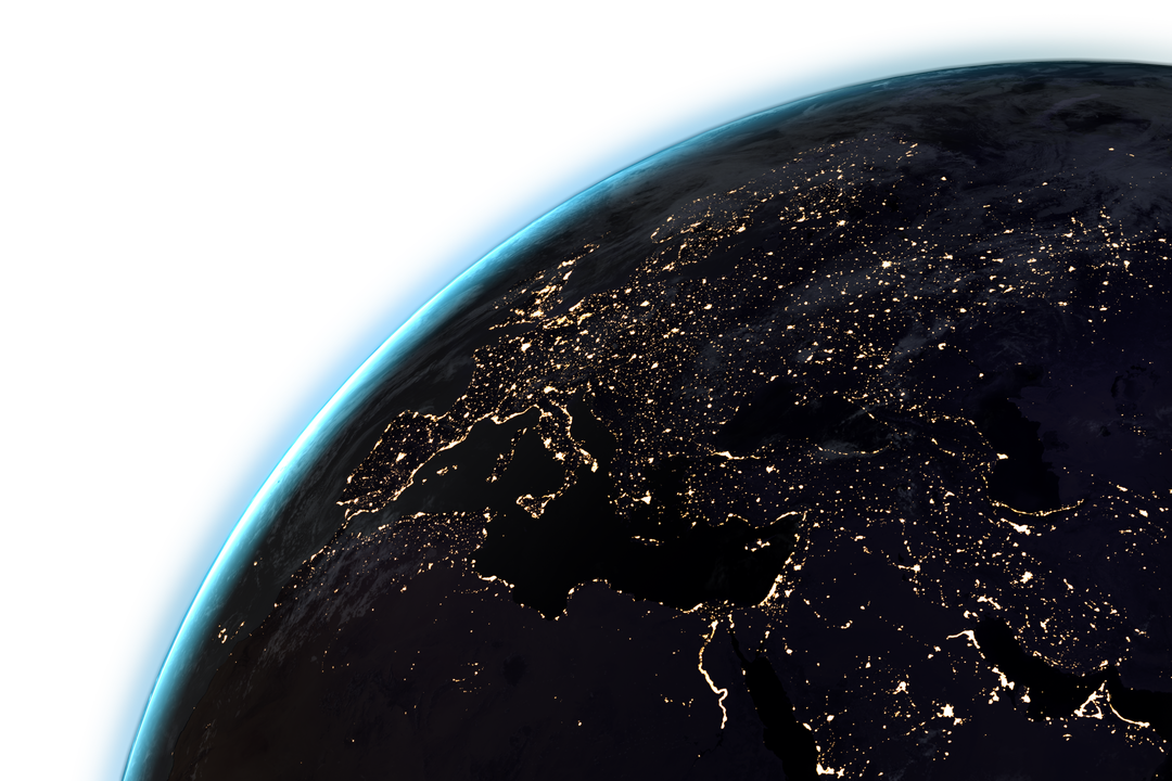 Transparent Space View of Illuminated Earth at Night with Visible Blue Atmosphere - Download Free Stock Images Pikwizard.com