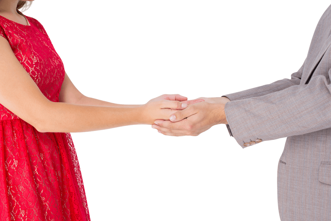 Transparent Hipster Couple Holding Hands in Romantic Gesture