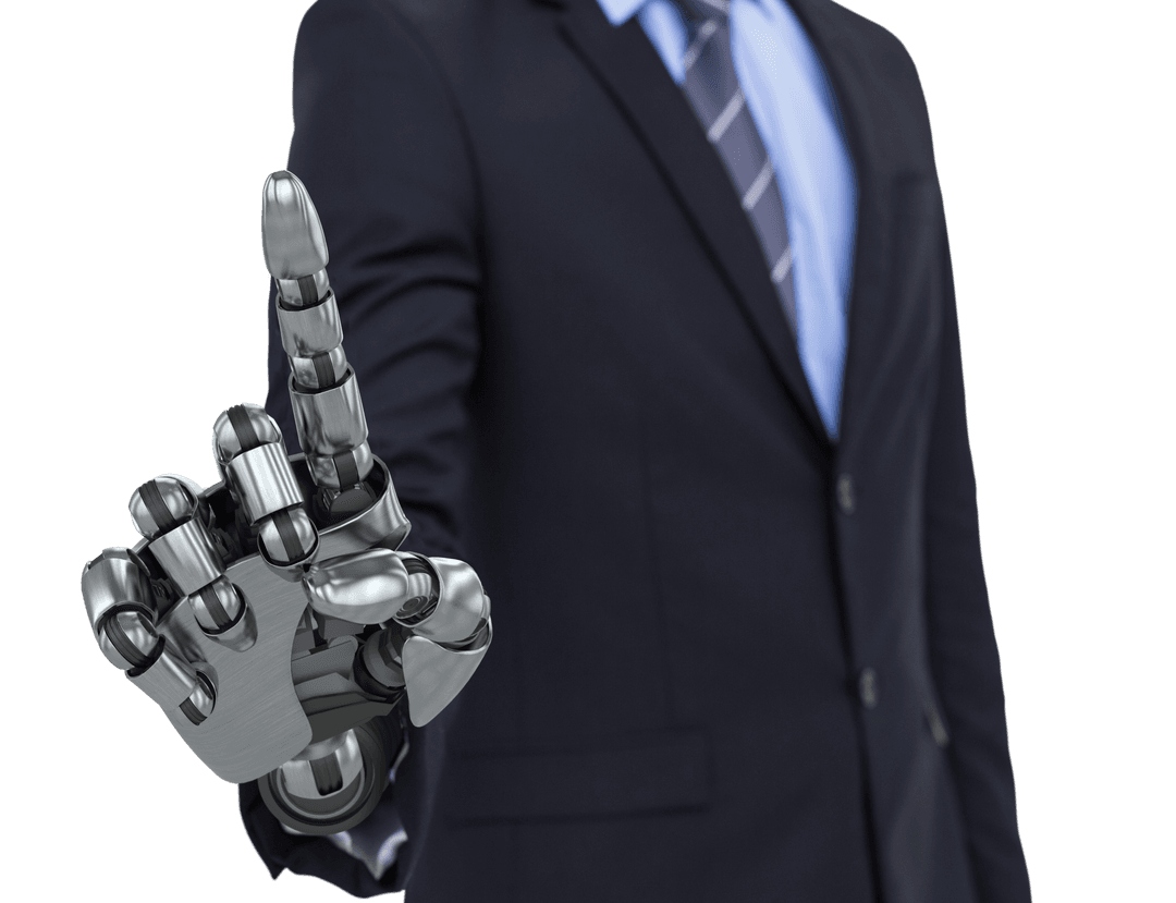 Businessman with Transparent Robotic Hand Innovation Concept