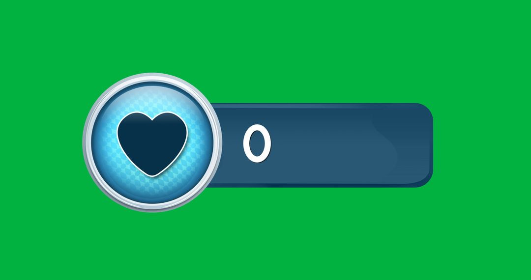 Heart Icon with Counter on Green Background