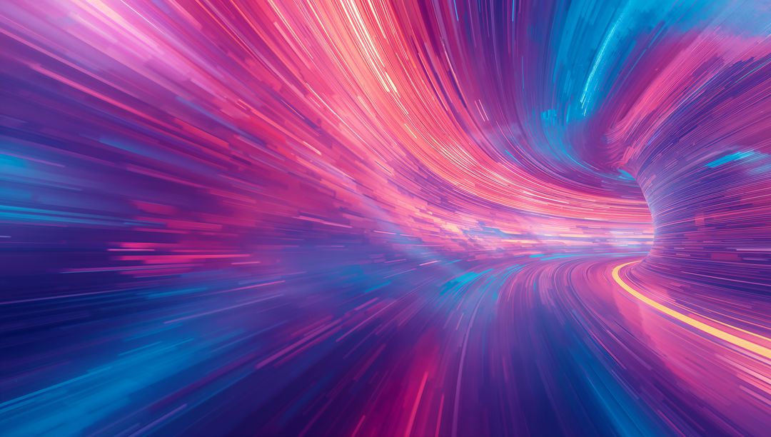 Vibrant Neon Tunnel Enveloped in Motion for Futuristic Design