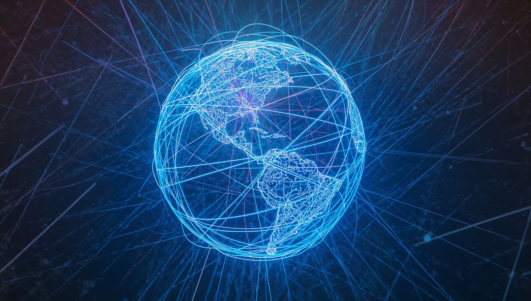 Futuristic Digital Globe with Tech Connectivity Lines