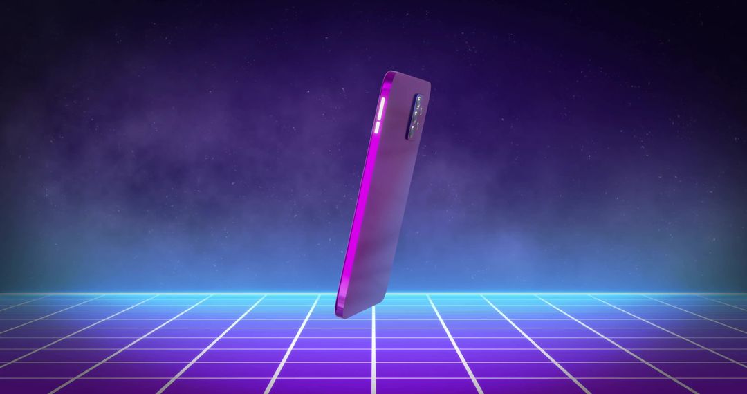 Futuristic Smartphone Floating Above Digital Grid