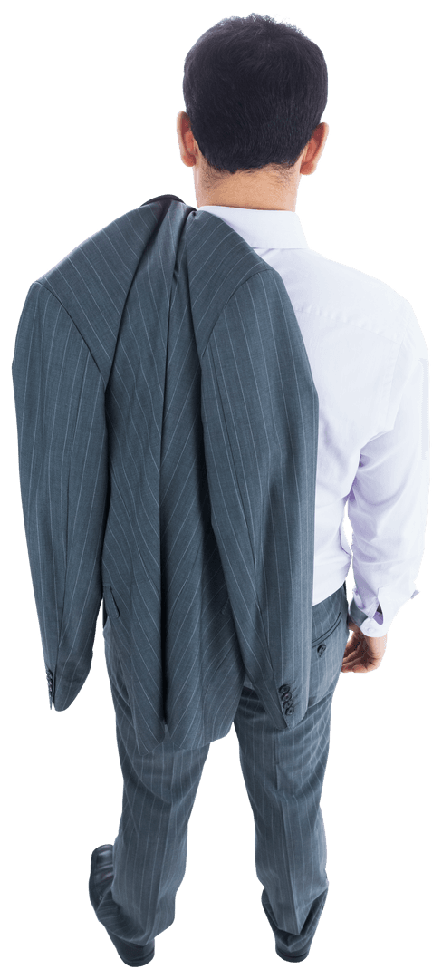 Businessman Standing with Jacket Over Shoulder on Transparent Background
