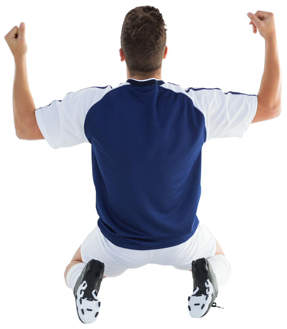 Transparent Rear View of Soccer Player Kneeling in Celebration - Download Free Stock Images Pikwizard.com