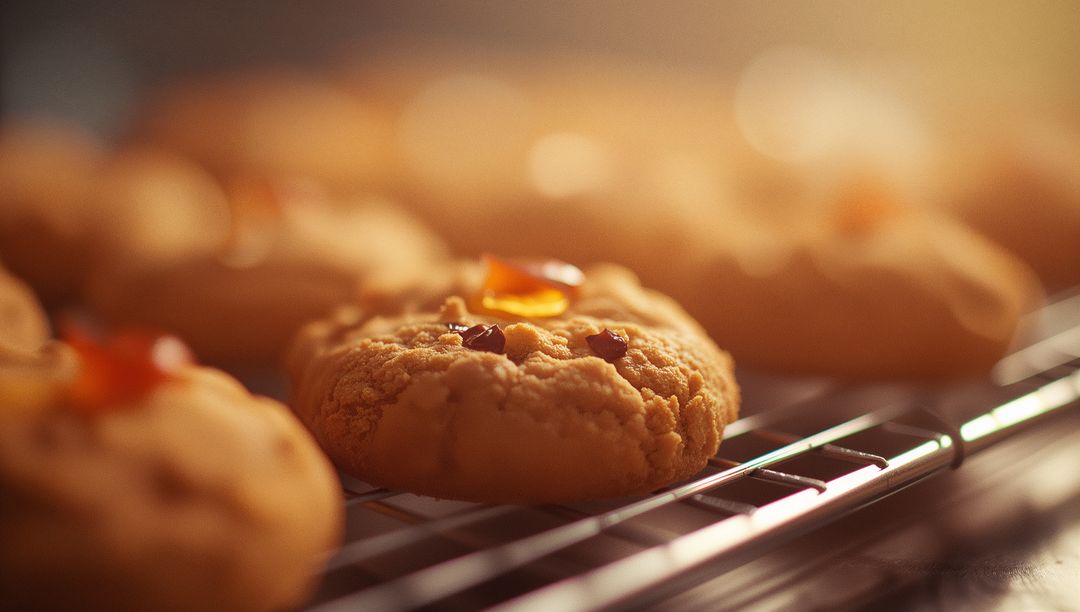 Freshly Baked Jam Thumbprint Cookies Cooling by Warm Light