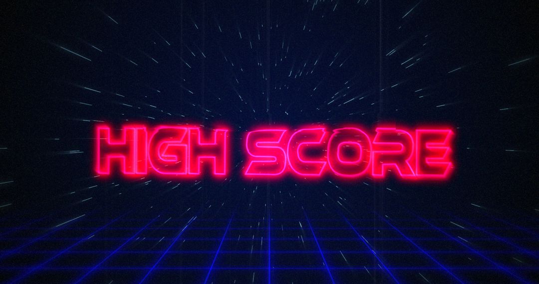 Retro High Score Neon Typography with Digital Glitch