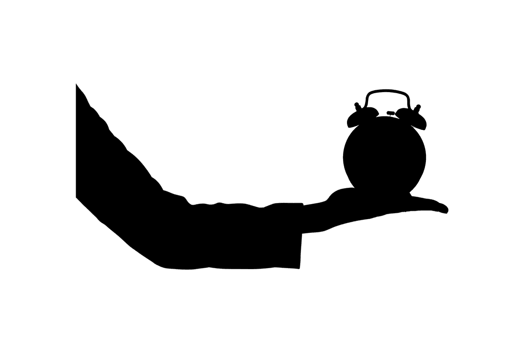 Transparent Vector Silhouette of Hand Holding Clock