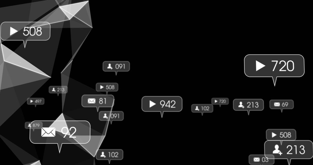 Floating Social Media Icons on Abstract Geometric Background