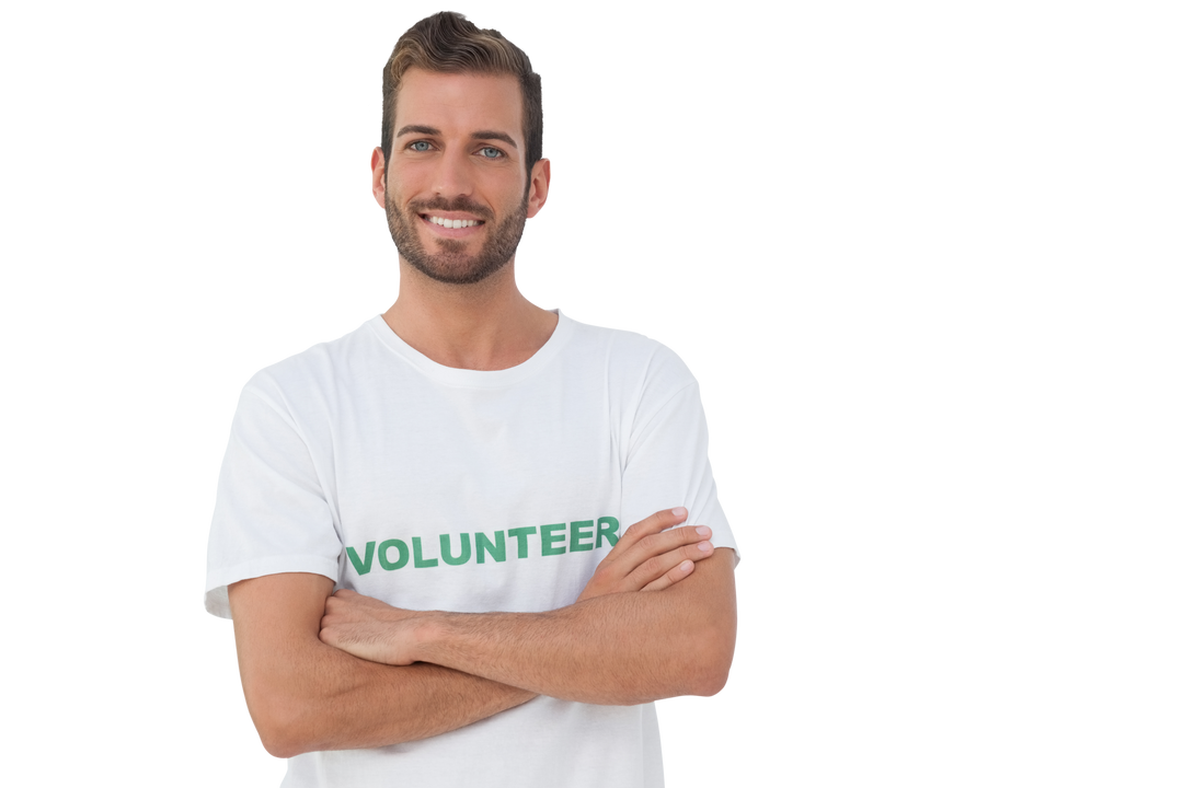 Transparent portrait of smiling male volunteer with folded arms - Download Free Stock Images Pikwizard.com