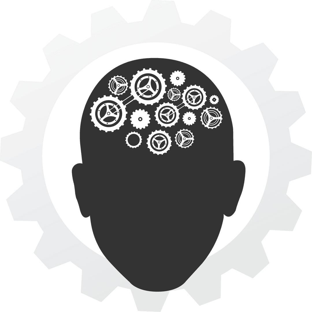 Mind and Technology Concept with Gears on Transparent Background