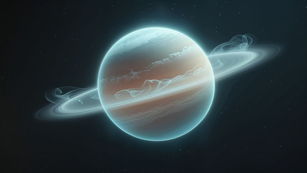 Glowing translucent planet venus in cosmic space