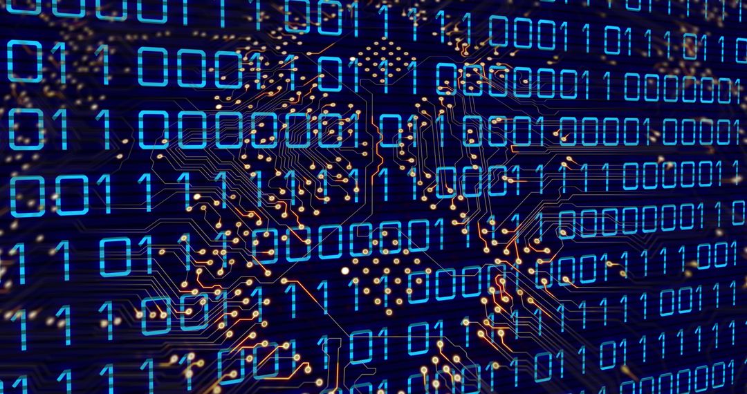 abstract digital circuit board with binary code - Free Images, Stock Photos and Pictures on Pikwizard.com