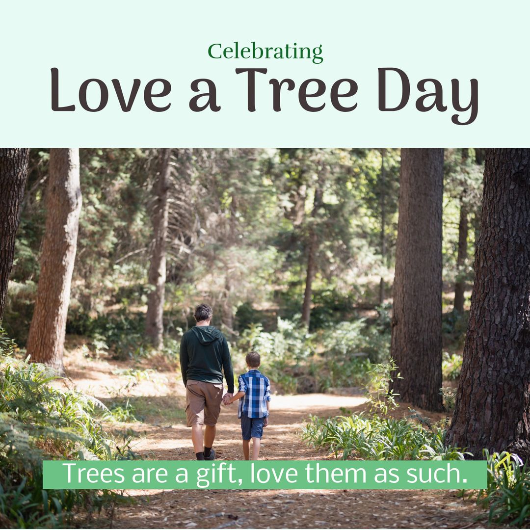 Father and Son Enjoying Nature on Love a Tree Day