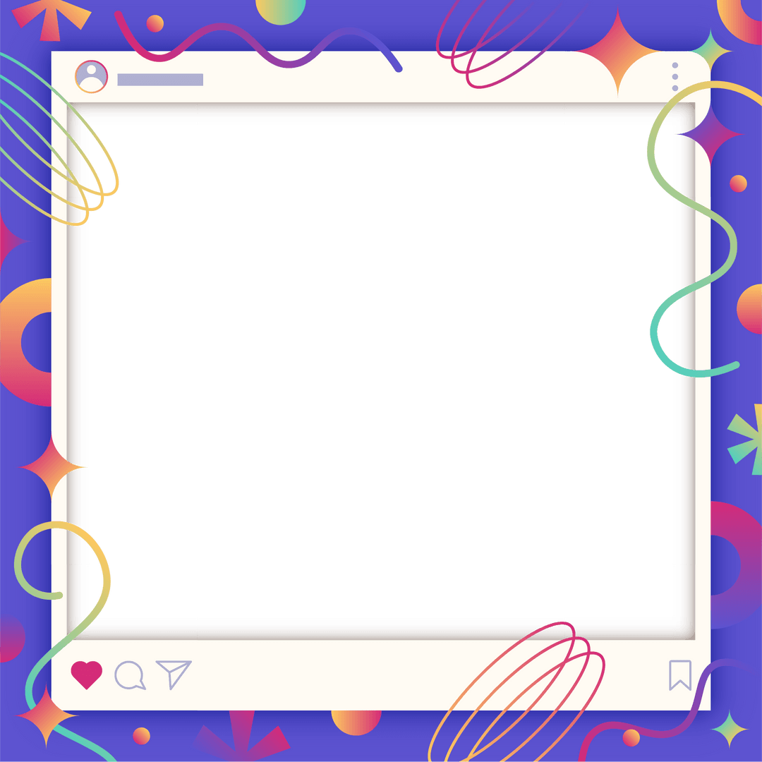 Transparent Social Media Post Frame with Playful Graphic Elements