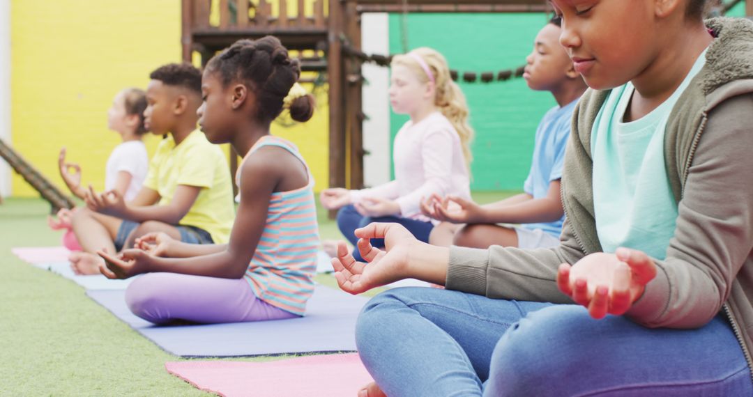 Diverse Group of Children Practicing Meditation Outdoors - Free Images, Stock Photos and Pictures on Pikwizard.com