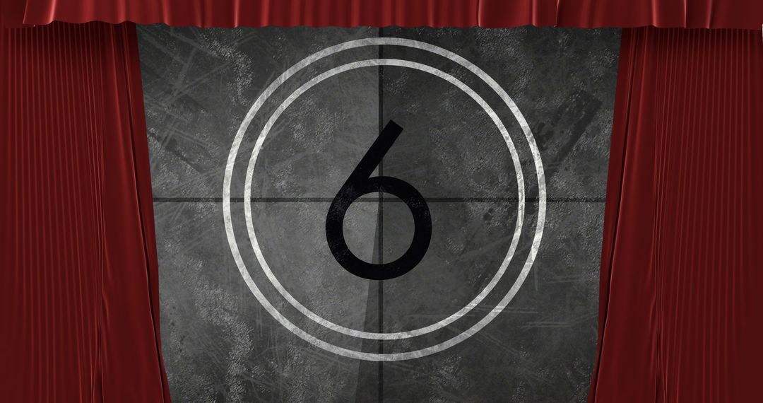 Classic Countdown Timer on Movie Theater Screen with Red Curtains - Free Images, Stock Photos and Pictures on Pikwizard.com