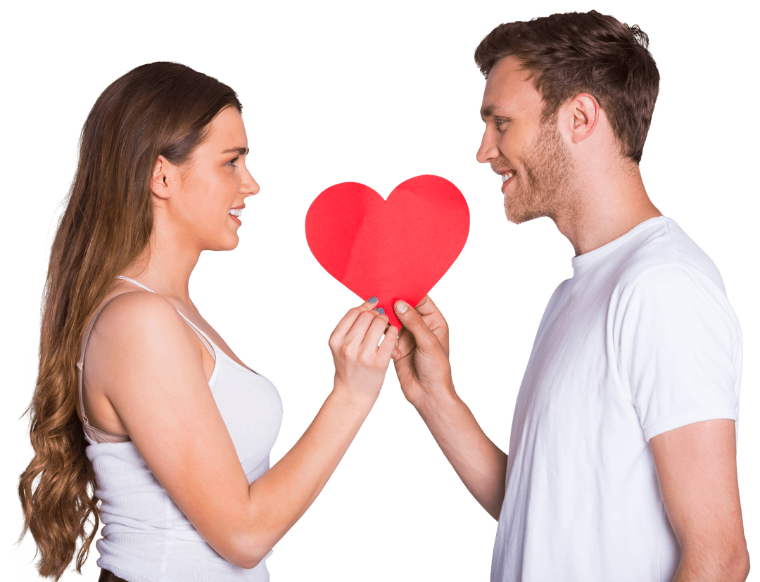 Romantic Couple Holding Heart Transparent Background