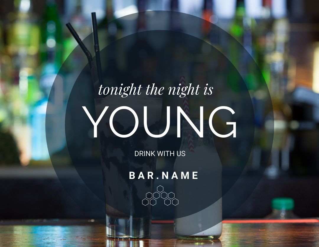 Cocktail Promotion Among Vibrant Bar Backdrop