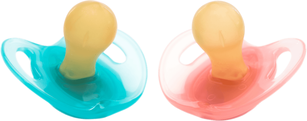 Colorful Pacifiers on Transparent Background for Childcare Design