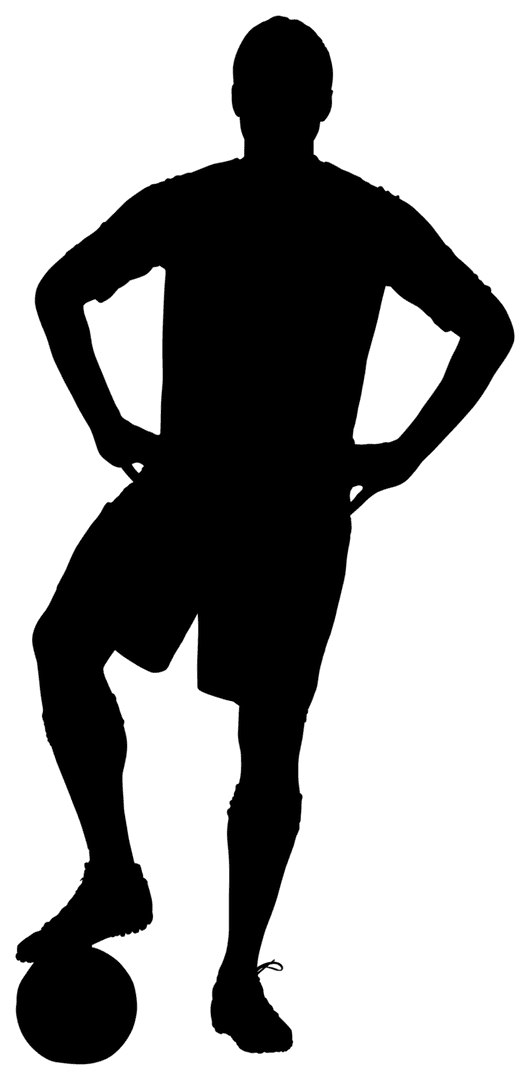 Silhouette of Male Football Player on Transparent Background Vector
