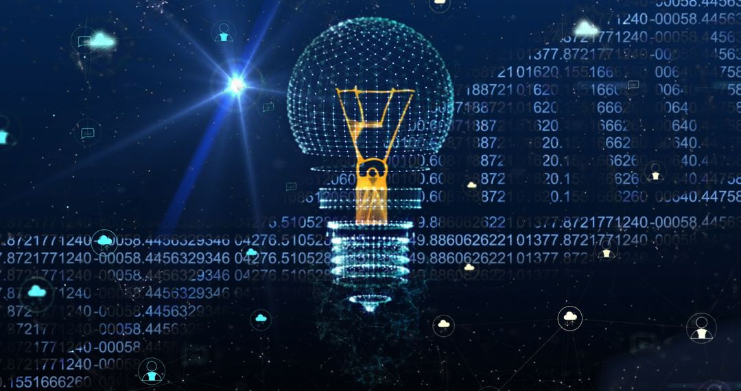 Innovative Technology Concept with Light Bulb and Digital Data