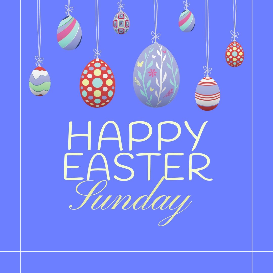 Easter Greeting with Colorful Hanging Eggs