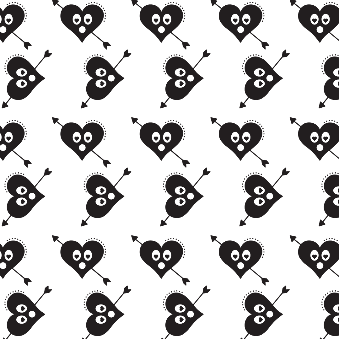Transparent Heart and Arrow Pattern Design on Transparent Background