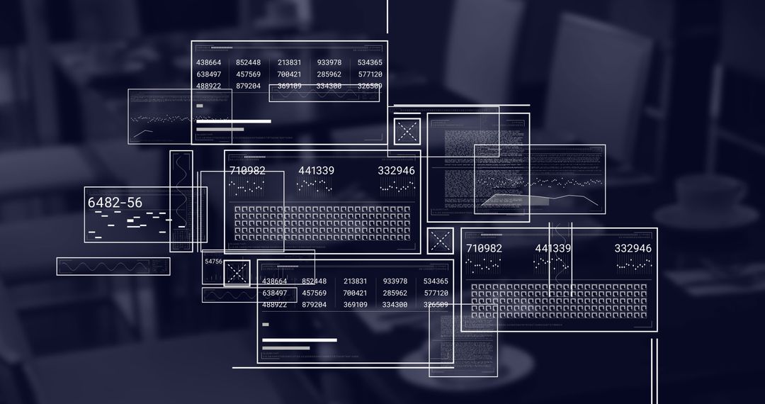 Futuristic Interface with Data over Modern Workspace