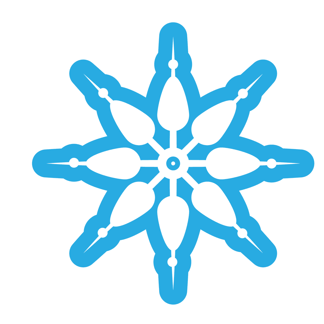 Transparent Digital Blue Snowflake Design Element