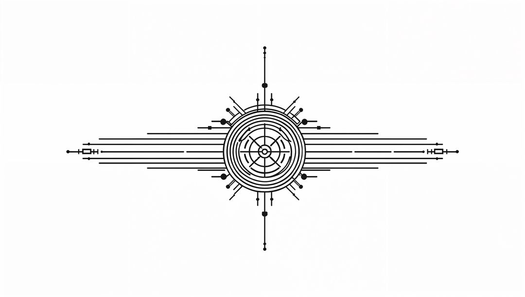 Futuristic Digital Interface with Concentric Rings and Radial Nodes