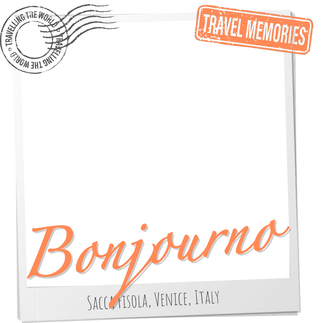 Transparent Vintage Polaroid Frame with Bonjourno Script