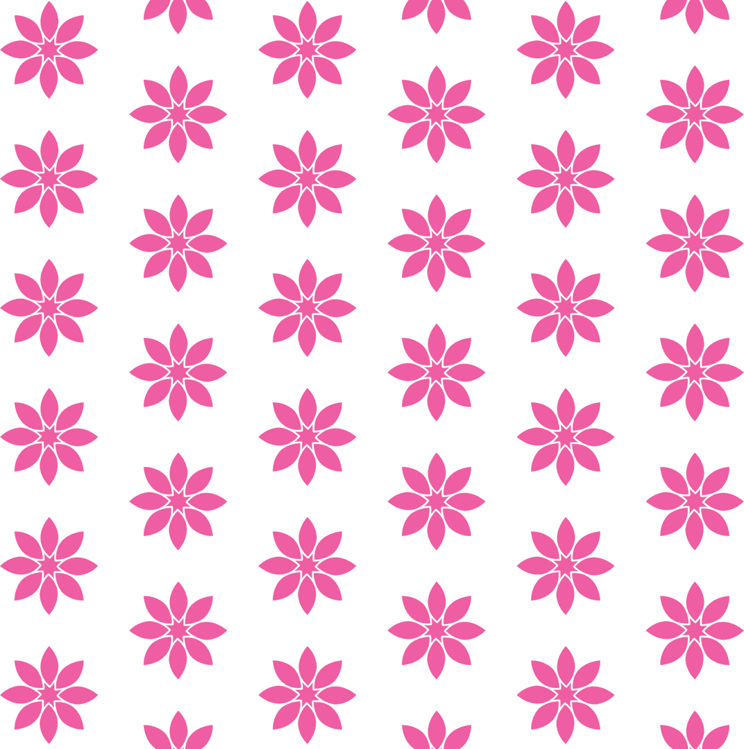 Pink Floral Pattern on Transparent Background Isolated