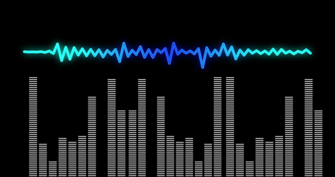 Dynamic Music Equalizer with Blue Sound Waves on Black Background