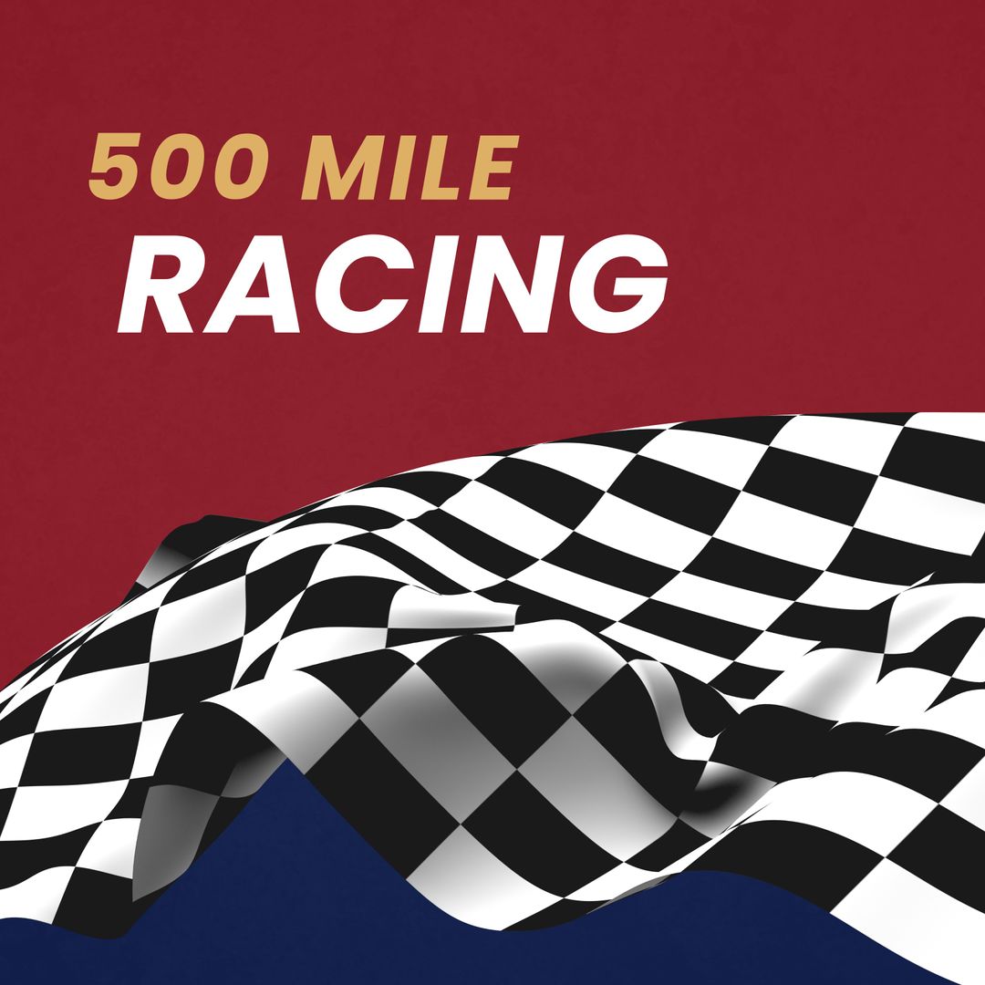Dynamic 500 Mile Racing Banner with Checkered Flag