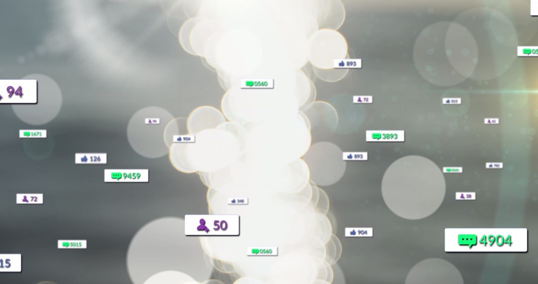 Abstract View of Social Media Engagement Notifications in Digital Network