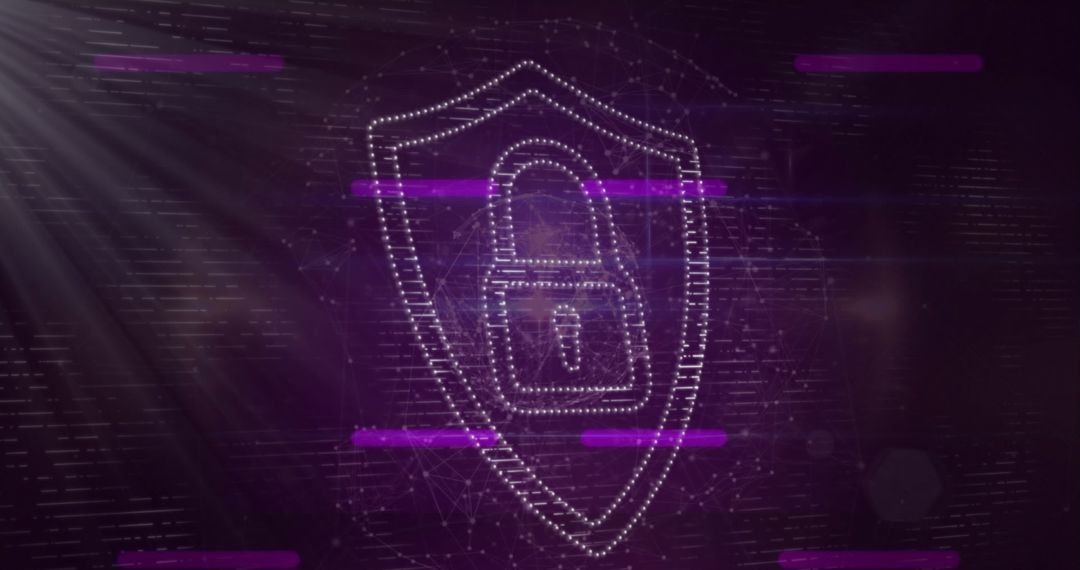 Digital Shield with Lock Symbol Representing Cybersecurity and Data Protection