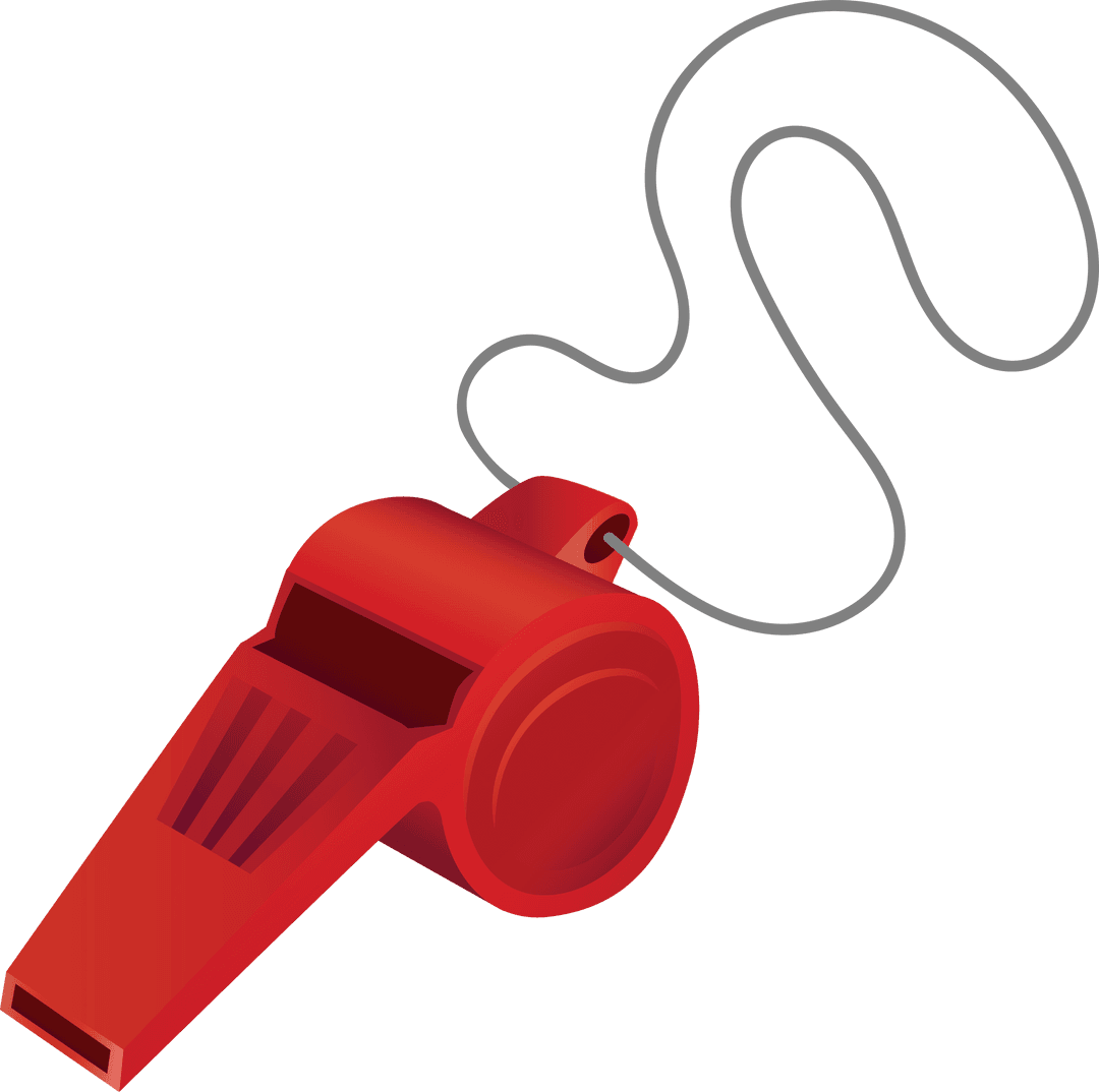 Red Whistle on Transparent Background for Sports and Competition