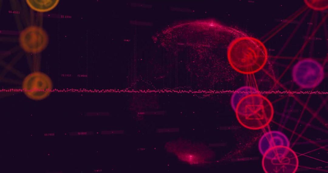 Global Network with Digital Connections and Icons