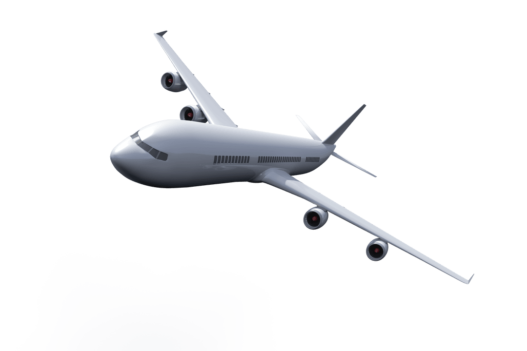 Digital Illustration of White Plane on Transparent Background