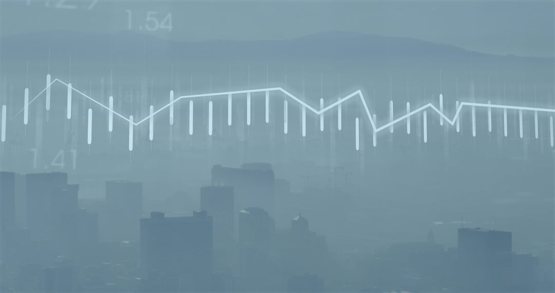 Digital Financial Data with Cityscape Background