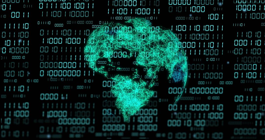 Globe and Binary Code Representing Global Data Connections - Free Images, Stock Photos and Pictures on Pikwizard.com