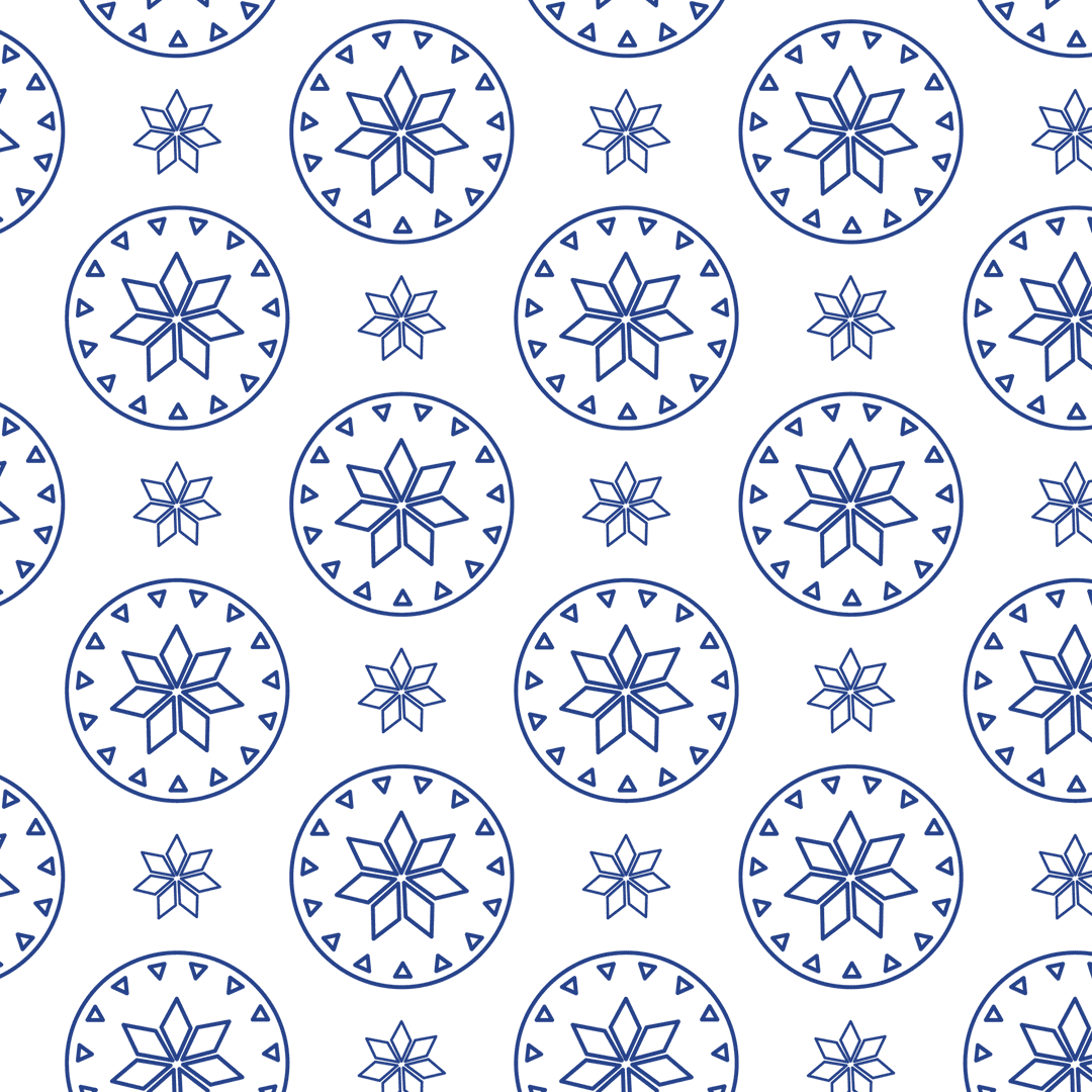 Blue geometric pattern with repeated circles on transparent background