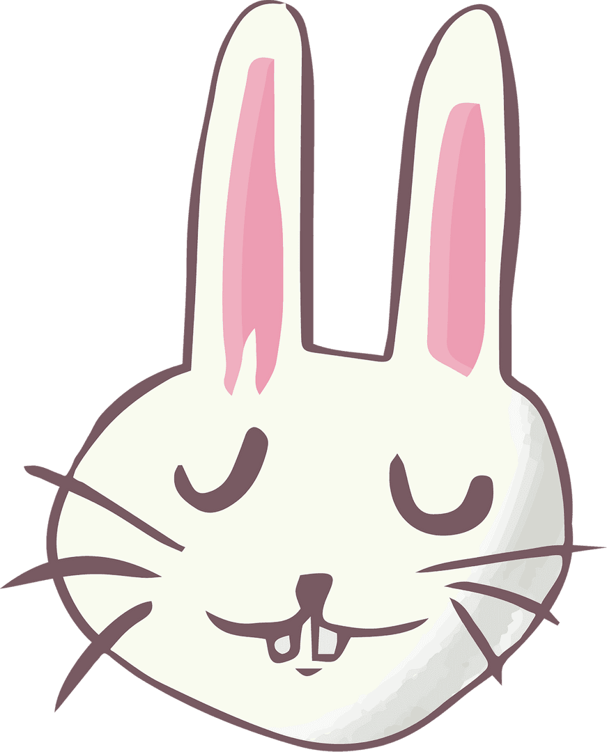 Cute Digital Rabbit Face Illustration on Transparent Background