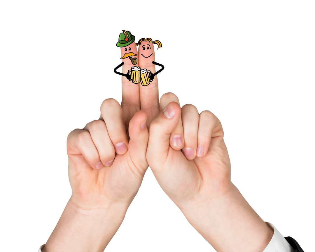 Funny Oktoberfest Finger Illustrations on Transparent Background