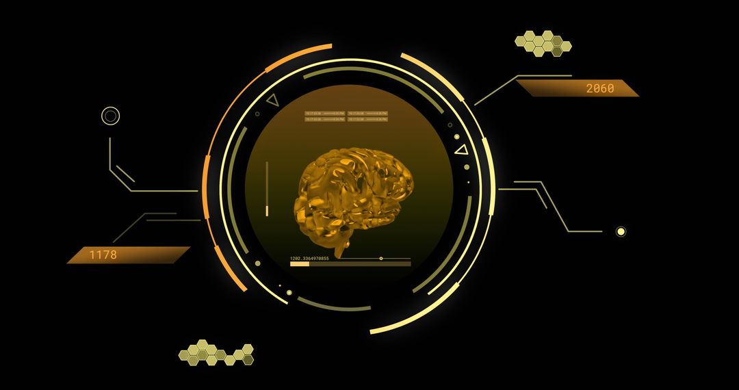 Futuristic Brain Data Visualization on Black Background
