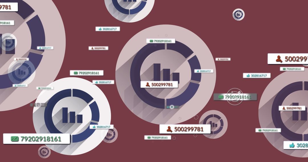 Digital Network Analysis with Media Icons on Red Background