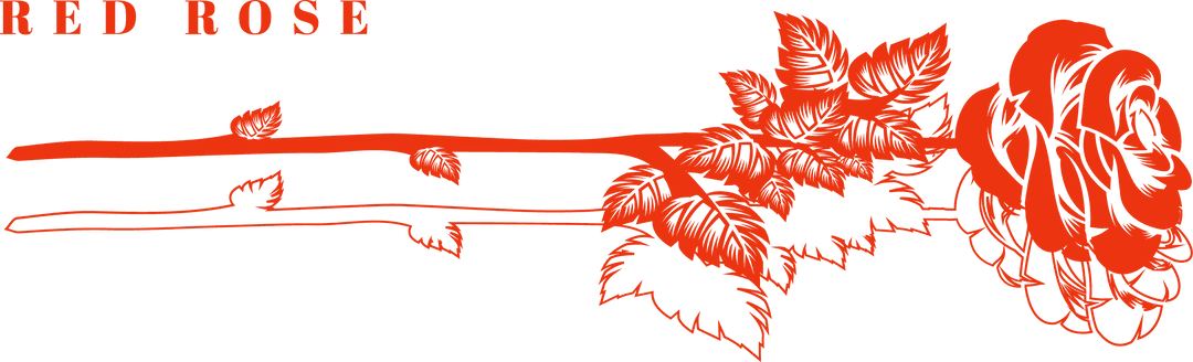 Elegant Transparent Red Rose Graphic with Botanical Detailing