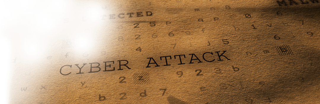 Transparent image of cyber attack document with digital elements