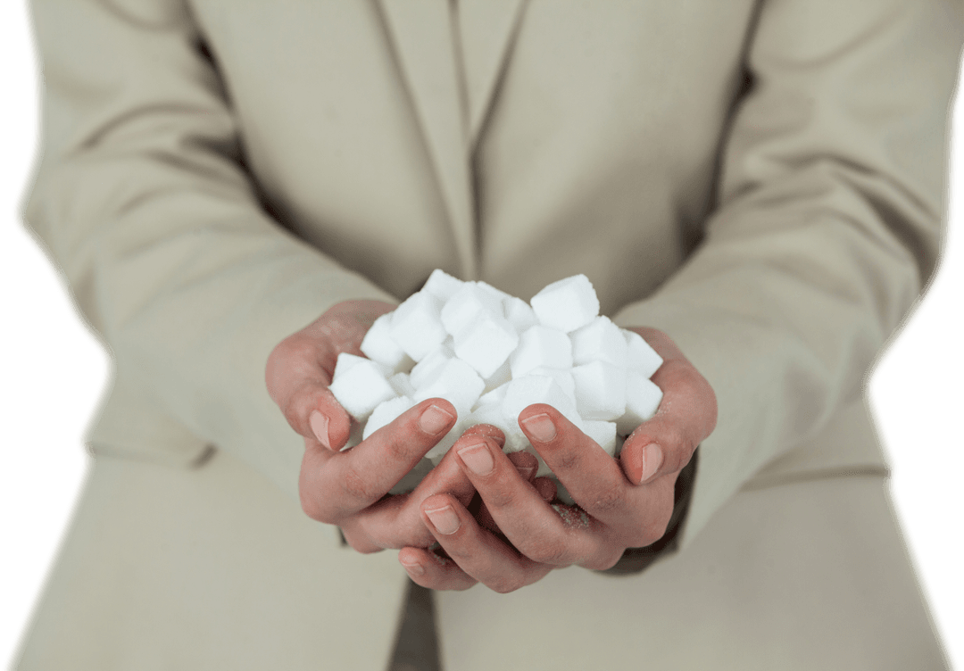 Transparent Image: Hands Cupping White Sugar Cubes Close Video Bound